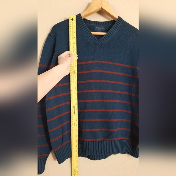 Lands End Cotton Striped Cardigan Pullover - Picture 4 of 5
